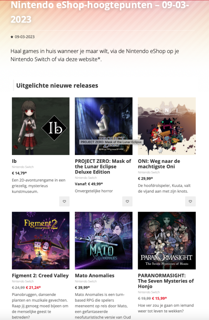 9 maart, Nintendo eShop