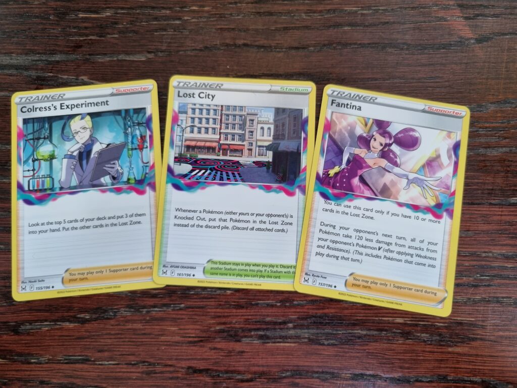 Lost Zone Trainer cards Colress, Fantina, Lost City