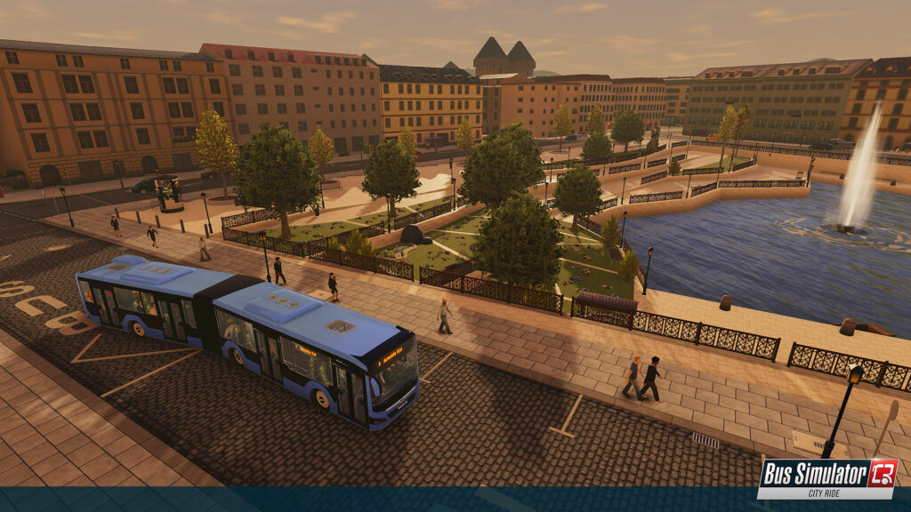 [Hands-on] Bus Simulator City Ride. Voorbeeld van een ritje bij zonsondergang.