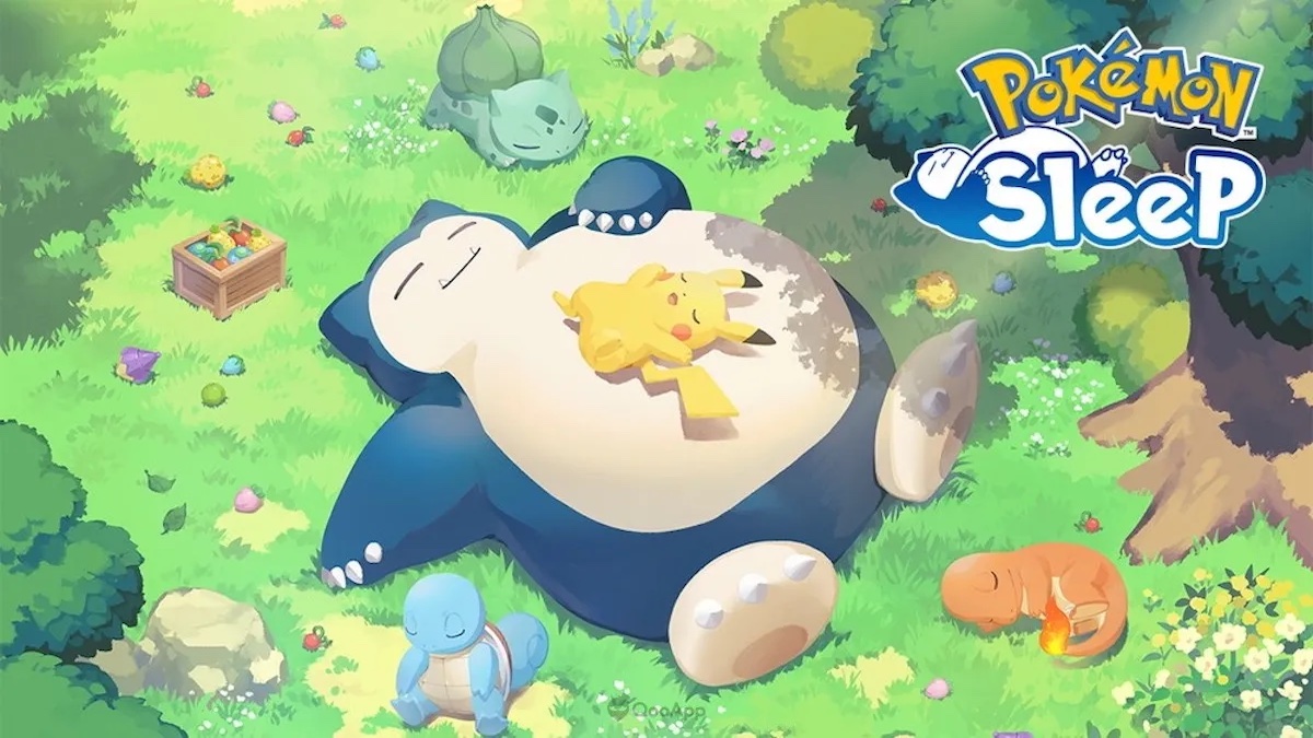 Pokémon sleep keyart with sleeping snorlax and pikachu in a forest
