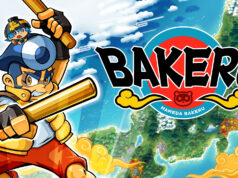 Bakeru keyart with the main character and the written out logo