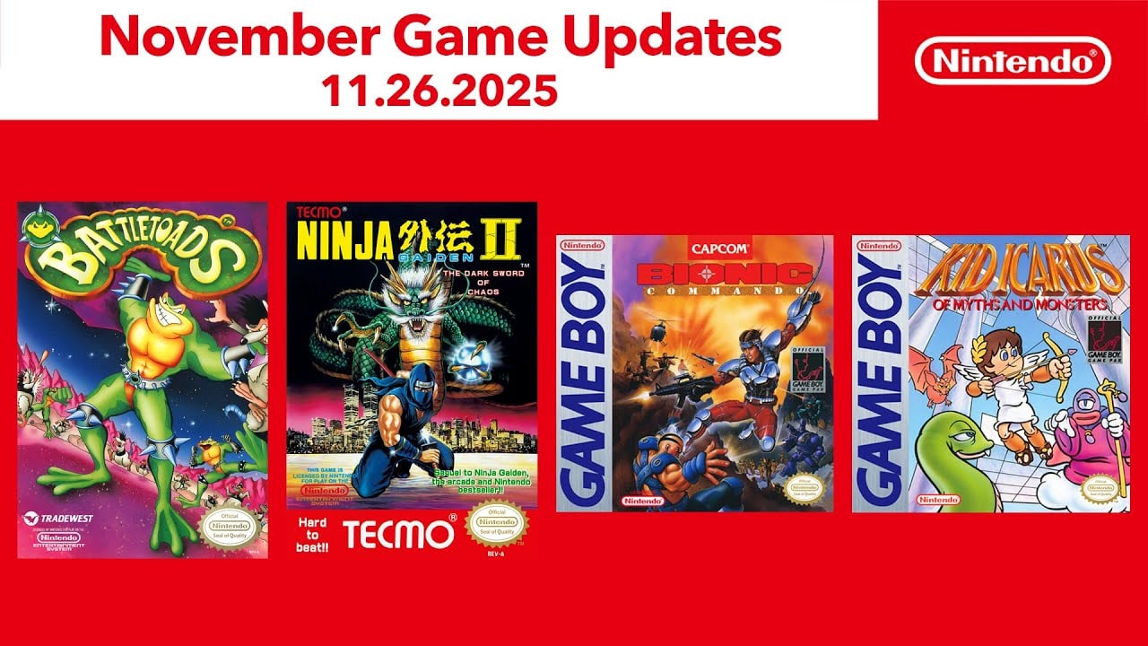 Nintendo Classics NSO 26 nov 2025 Nintendo Switch Online Classics 2 NES en 2 Game Boy-games toegevoegd