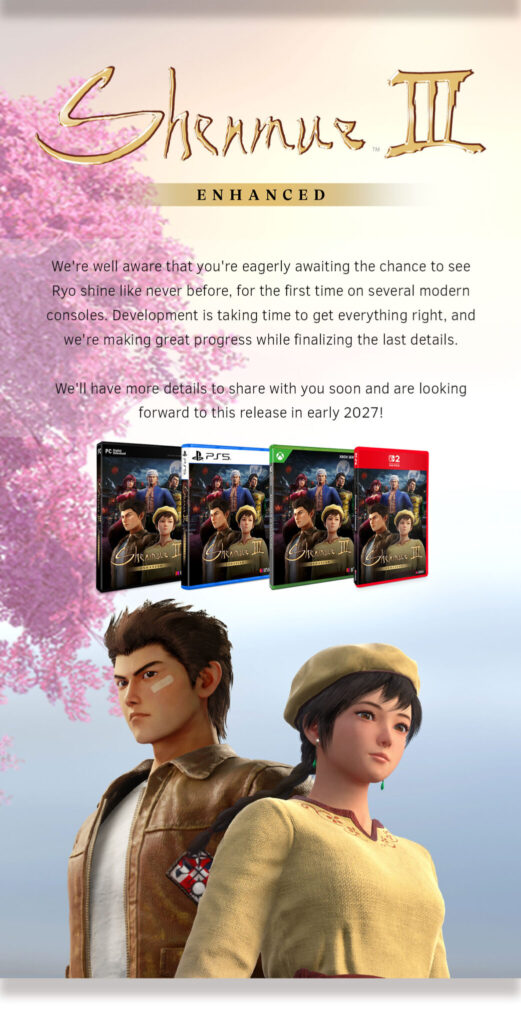 Shenmue 3 Enhanced uitgesteld 2027